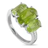 Lb Exclusive 18k White Gold 0.11ct Diamond And Peridot Ring #5284 In Green