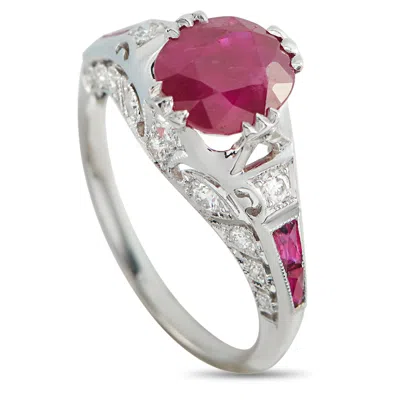 Lb Exclusive 18k White Gold 0.18ct Diamond And Ruby Ring Mf24-050726 In Metallic