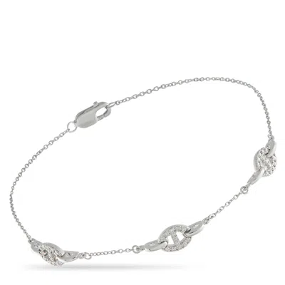 Lb Exclusive 18k White Gold 0.20ct Diamond Bracelet Br10526-w In Silver