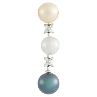 Pre-owned Lb Exclusive 18k White Gold 0.25ct Diamond And Pearl Pendant Mf49-052126