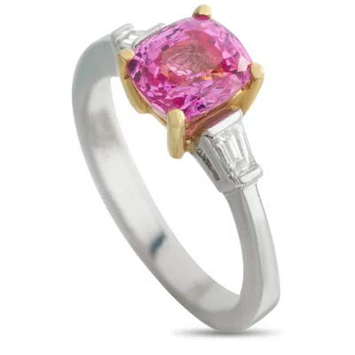 Lb Exclusive 18k White Gold 0.27ct Diamond And Pink Sapphire Ring Mf34-051526 In Metallic