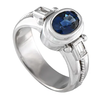 Pre-owned Lb Exclusive 18k White Gold 0.32ct Diamond And Sapphire Ring