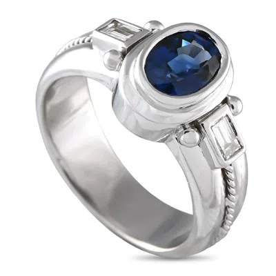 Lb Exclusive 18k White Gold 0.32ct Diamond And Sapphire Ring Mf03-050825