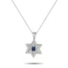 Lb Exclusive 18k White Gold 0.33ct Diamond And Sapphire Star Of David Pendant Necklace Mf01-082125 In Metallic