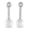 Lb Exclusive 18k White Gold 0.45 Ct Diamond And Pearl Drop Earrings Mf23-090525 In Metallic