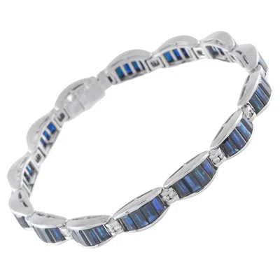 Pre-owned Lb Exclusive 18k White Gold 0.45ct Diamond And Sapphire Bracelet Mf23-070926