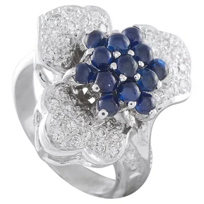Pre-owned Lb Exclusive 18k White Gold 0.48ct Diamond And Sapphire Ring Mf03-050626