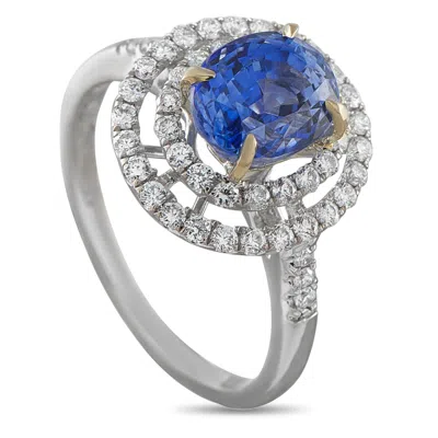 Lb Exclusive 18k White Gold 0.52ct Diamond And Sapphire Ring Mf31-050726 In Blue