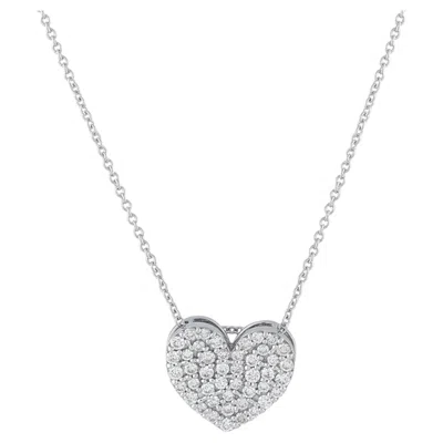 Pre-owned Lb Exclusive 18k White Gold 0.54ct Diamond Heart Necklace Mf36-031326