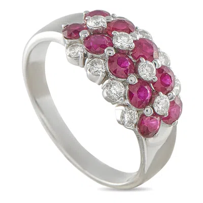 Lb Exclusive 18k White Gold 0.56ct Diamond And Ruby Ring Mf09-110425 In Metallic