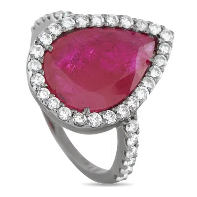 Lb Exclusive 18k White Gold 0.57ct Diamond And Ruby Ring Mf23-050726 In Pink