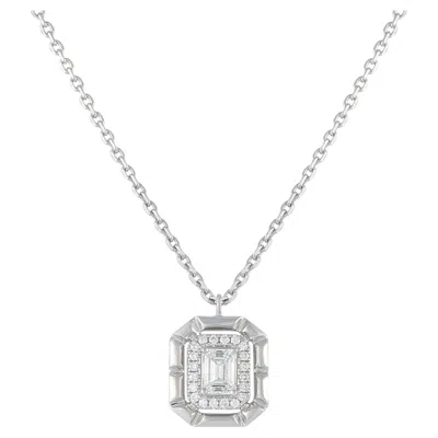 Pre-owned Lb Exclusive 18k White Gold 0.62ct Diamond Pendant Necklace Ank-19783