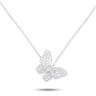Lb Exclusive 18k White Gold 0.65ct Diamond Butterfly Necklace Ank 16555 In Silver