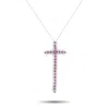 Lb Exclusive 18k White Gold 0.75ct Diamond And Ruby Cross Pendant Necklace Mf01-082725 In Metallic