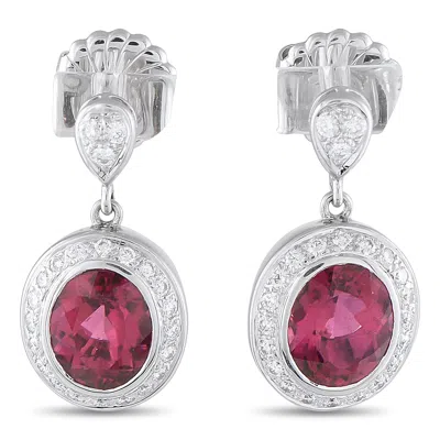 Lb Exclusive 18k White Gold 0.75ct Diamond And Tourmaline Earrings Mf10-072925