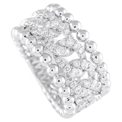 Pre-owned Lb Exclusive 18k White Gold 0.80ct Diamond Beaded Openwork Ring