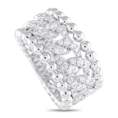 Lb Exclusive 18k White Gold 0.80ct Diamond Beaded Openwork Ring Alr-19725 In Silver