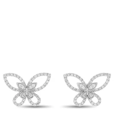 Lb Exclusive 18k White Gold 0.85ct Diamond Butterfly Earrings Aer-16725 In Metallic