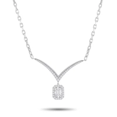 Lb Exclusive 18k White Gold 0.85ct Diamond Necklace Ank-19804 In Silver