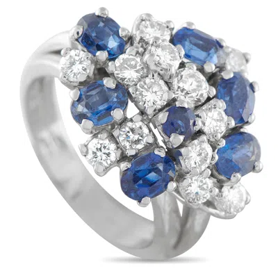 Lb Exclusive 18k White Gold 0.90ct Diamond And Sapphire Ring Mf35-011626 In Multi