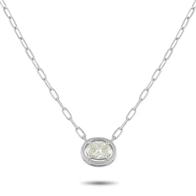 Lb Exclusive 18k White Gold 0.93 Ct Diamond Solitaire Necklace Ank-20535 In Metallic