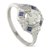 Lb Exclusive 18k White Gold 0.99ct Diamond And Sapphire Octagon Ring Mf31-110625 In Metallic