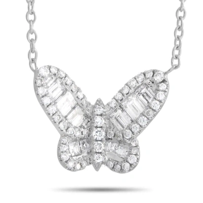 Lb Exclusive 18k White Gold 1.40ct Diamond Butterfly Necklace In Multi-color