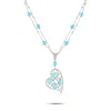 Lb Exclusive 18k White Gold 1.05ct Diamond And Turquoise Heart Necklace Mf07-080425 In Multi