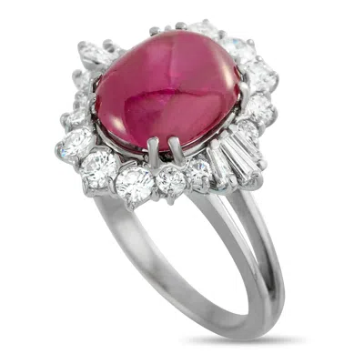 Lb Exclusive 18k White Gold 1.0ct Diamond And Ruby Ring Mf47-031726 In Metallic