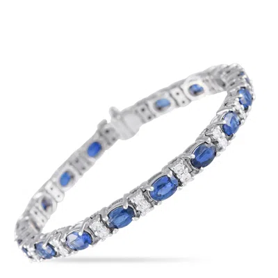 Lb Exclusive 18k White Gold 1.0ct Diamond And Sapphire Bracelet Mf07-082124 In Blue