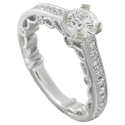 Pre-owned Lb Exclusive 18k White Gold 1.0ct Diamond Milgrain Lace Engagement Ring Mf09-070826