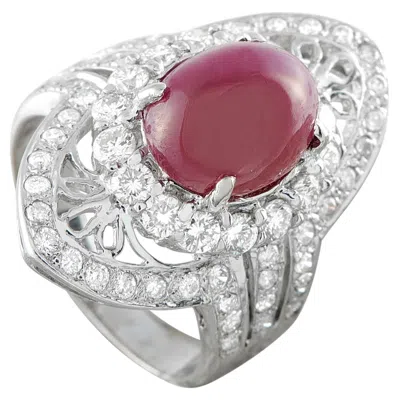 Pre-owned Lb Exclusive 18k White Gold 1.10ct Diamond And Ruby Cocktail Ring Mf21-062426