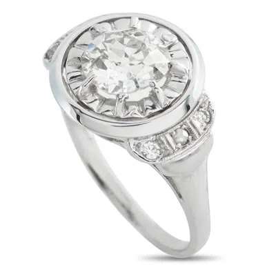 Lb Exclusive 18k White Gold 1.10ct Diamond Art Deco Ring Mf07-043026 In Gray
