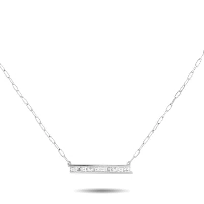 Lb Exclusive 18k White Gold 1.10ct Diamond Bar Link Necklace Ank-20539 In Metallic