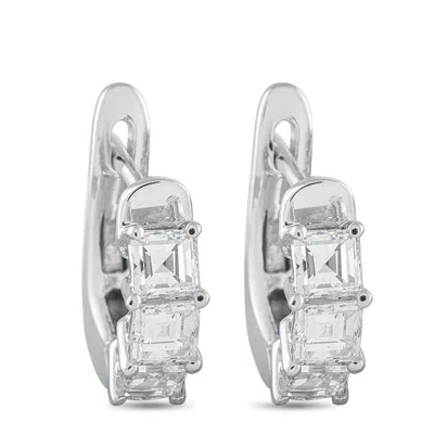 Lb Exclusive 18k White Gold 1.10ct Diamond Earrings Aer-20709 In Metallic