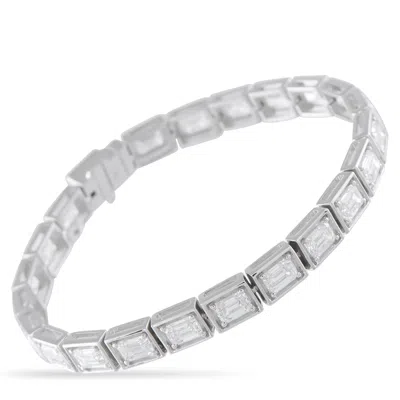 Lb Exclusive 18k White Gold 11.30 Ct Emerald-cut Diamond Line Bracelet Alb-19426-1 In Silver