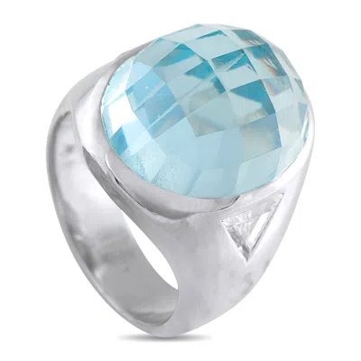 Lb Exclusive 18k White Gold 12.0ct Aquamarine Ring Mf21-043026 In Yellow