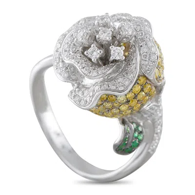Lb Exclusive 18k White Gold 1.20ct Diamond Flower Ring Mf07-050526 In Metallic