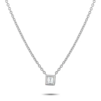 Lb Exclusive 18k White Gold 1.25 Ct Diamond Geometric Drop Necklace Ank-19829 In Silver