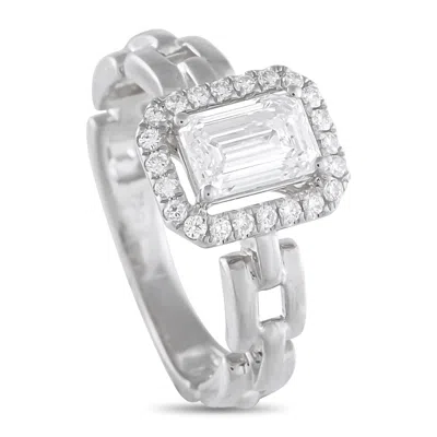 Lb Exclusive 18k White Gold 1.25 Ct Diamond Square Link Ring Alr-20068 In Silver
