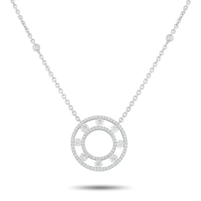 Lb Exclusive 18k White Gold 1.25ct Diamond Pendant Necklace Ank-18995 In Silver