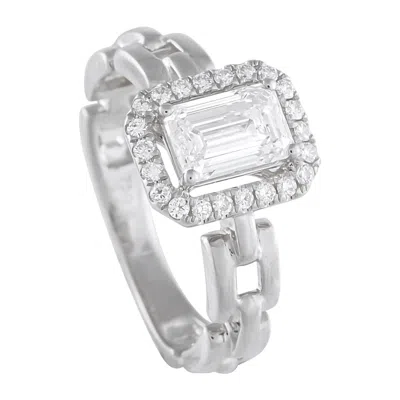 Pre-owned Lb Exclusive 18k White Gold 1.25ct Diamond Square Link Ring