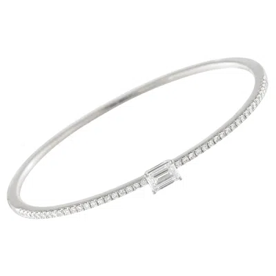Pre-owned Lb Exclusive 18k White Gold 1.30ct Diamond Bangle Bracelet