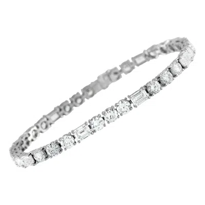 Pre-owned Lb Exclusive 18k White Gold 13.10ct Diamond Tennis Bracelet Alb-18152-4