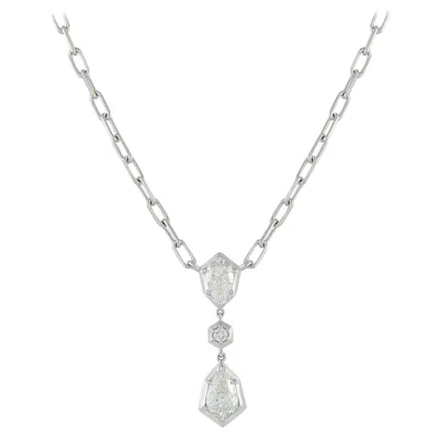 Pre-owned Lb Exclusive 18k White Gold 1.32 Ct Diamond Necklace Ank-20016