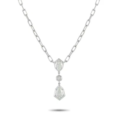 Lb Exclusive 18k White Gold 1.32 Ct Diamond Necklace Ank-20016 In Metallic