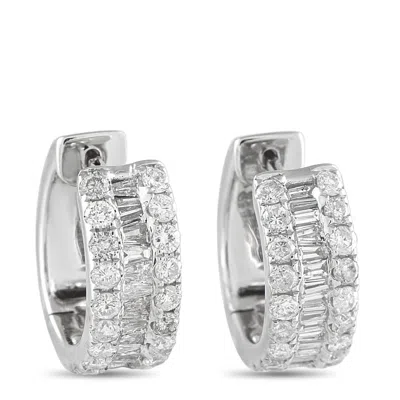 Lb Exclusive 18k White Gold 1.33ct Diamond Huggie Earrings Aer-4059 In Silver