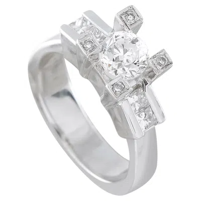 Pre-owned Lb Exclusive 18k White Gold 1.36ct Diamond Ring Mf27-070826