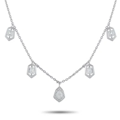 Lb Exclusive 18k White Gold 1.37ct Diamond Necklace Ank-19828 In Metallic
