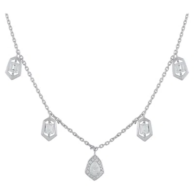 Pre-owned Lb Exclusive 18k White Gold 1.37ct Diamond Necklace Ank-19828